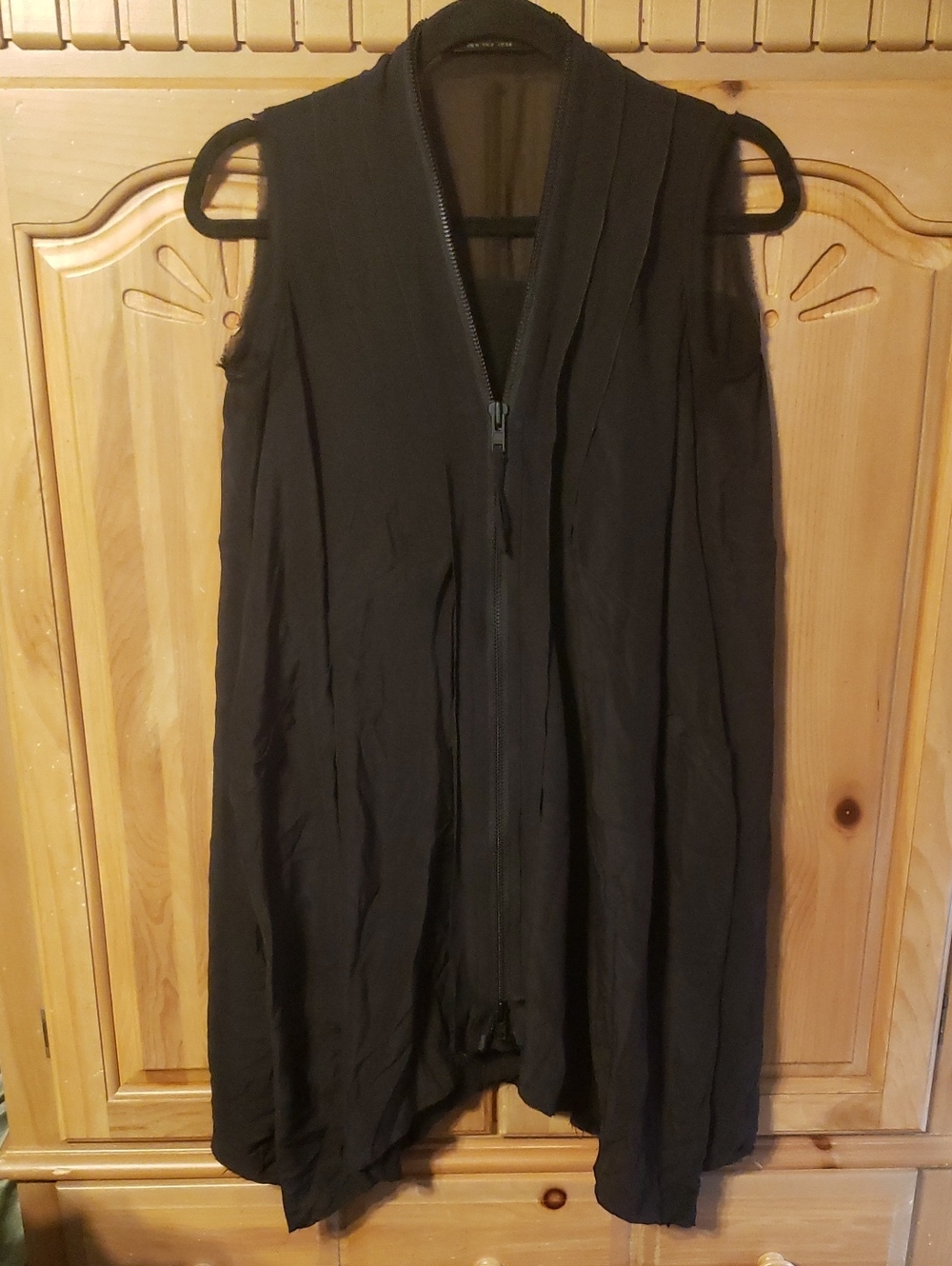 AllSaints Black 100% Sill Draped Zip-Front Dress. Size 2
